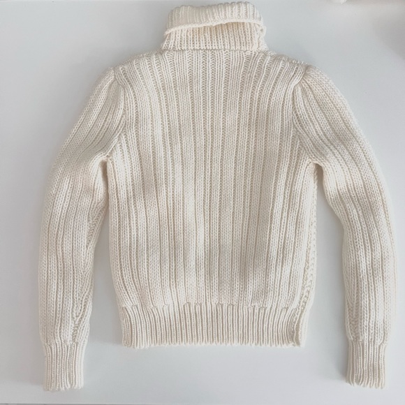 1970’s Chunky turtleneck Sweater Claudine Irish style pullover ivory fully lined - Picture 6 of 14